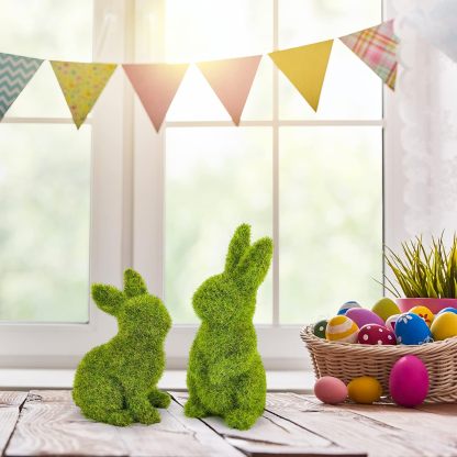 "🌿 【Easter Garden Magic】 Handcrafted Resin Moss Bunny Figurines🐇