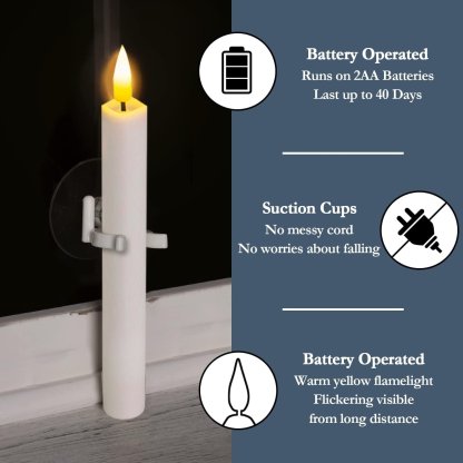 🎄CHRISTMAS ON SALE🔥Window flameless Led tapered candle dusk dawn (1Set/6pcs)