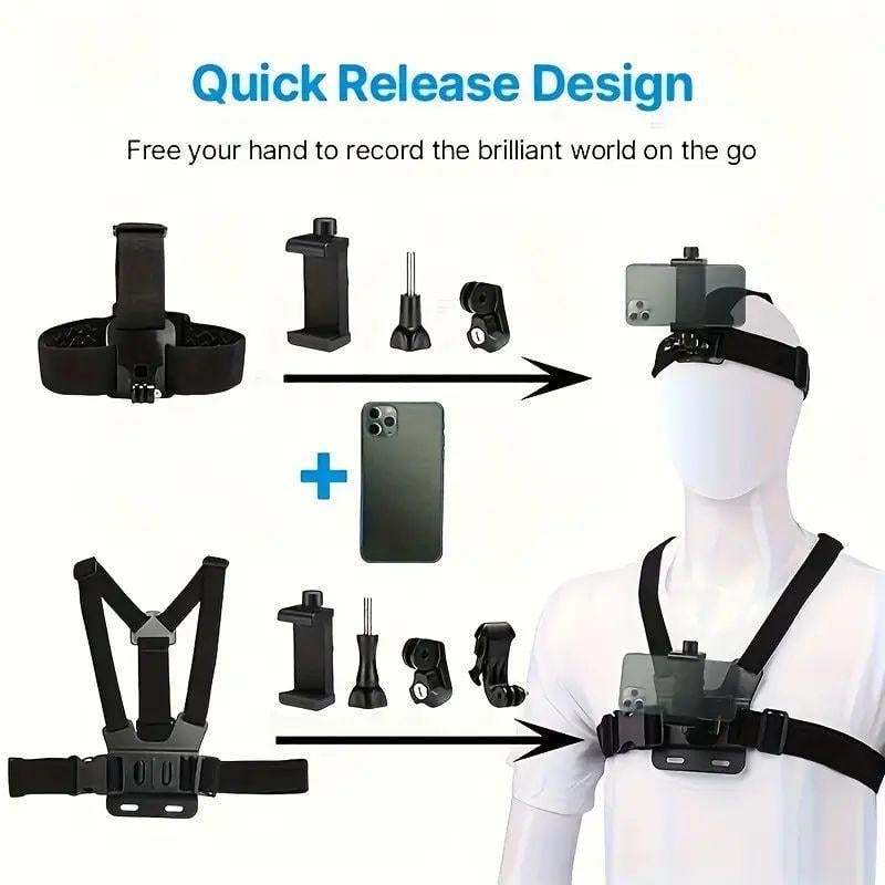 💥LAST DAY SALE 49% OFF💥 Action Camera Strap Set with Phone Clip, Fixing Mount for Gopro/Phone/Osmo Action, Sports Camera Accessories