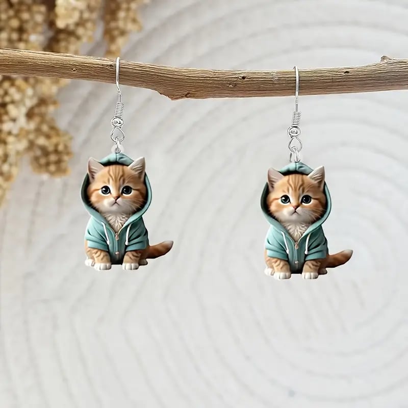 🐱Cozy Hoodie Cat Acrylic Earrings✨