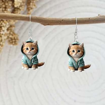 🐱Cozy Hoodie Cat Acrylic Earrings✨