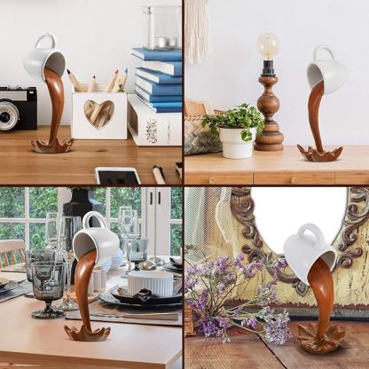 Spilled Coffee Mug Sculpture - Unique Pouring Coffee Cup Décor for Kitchen or Office ☕🎨"