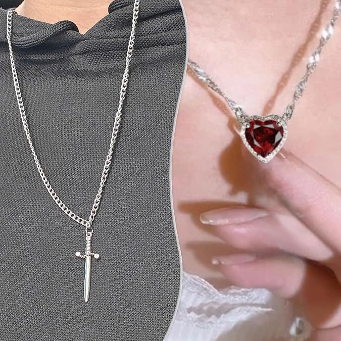 Heart and Sword Couples Necklace