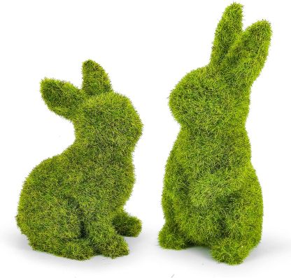 "🌿 【Easter Garden Magic】 Handcrafted Resin Moss Bunny Figurines🐇