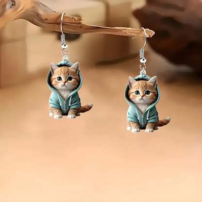 🐱Cozy Hoodie Cat Acrylic Earrings✨