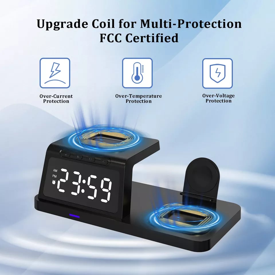 🔥7 in 1 Charging Station with Clock, Wireless Charger