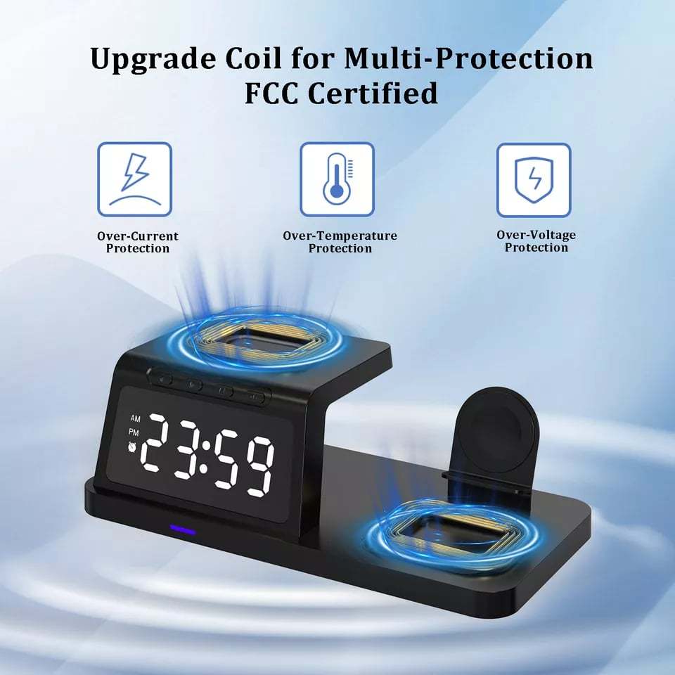 🔥7 in 1 Charging Station with Clock, Wireless Charger