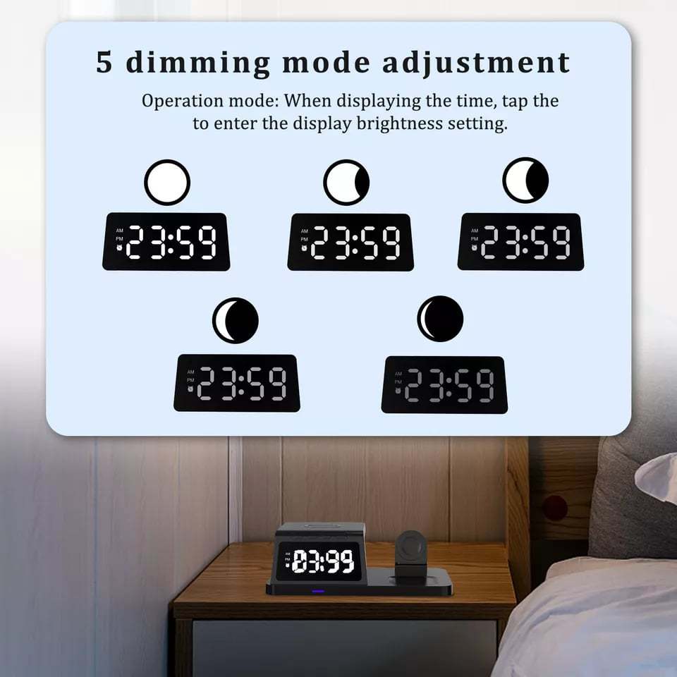 🔥7 in 1 Charging Station with Clock, Wireless Charger