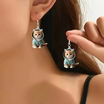 🐱Cozy Hoodie Cat Acrylic Earrings✨