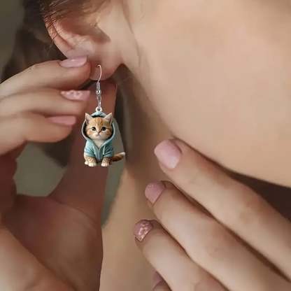 🐱Cozy Hoodie Cat Acrylic Earrings✨