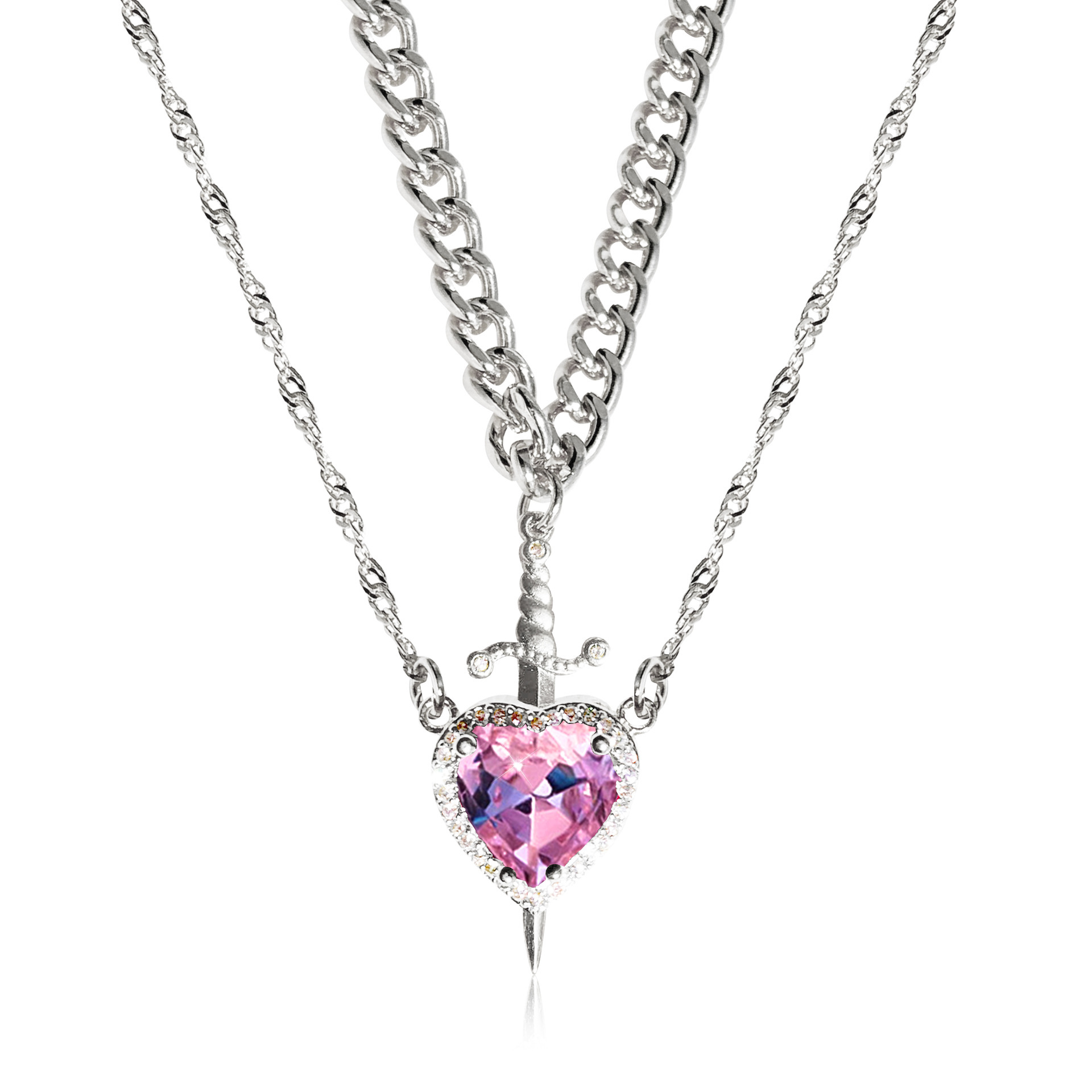 Heart and Sword Couples Necklace