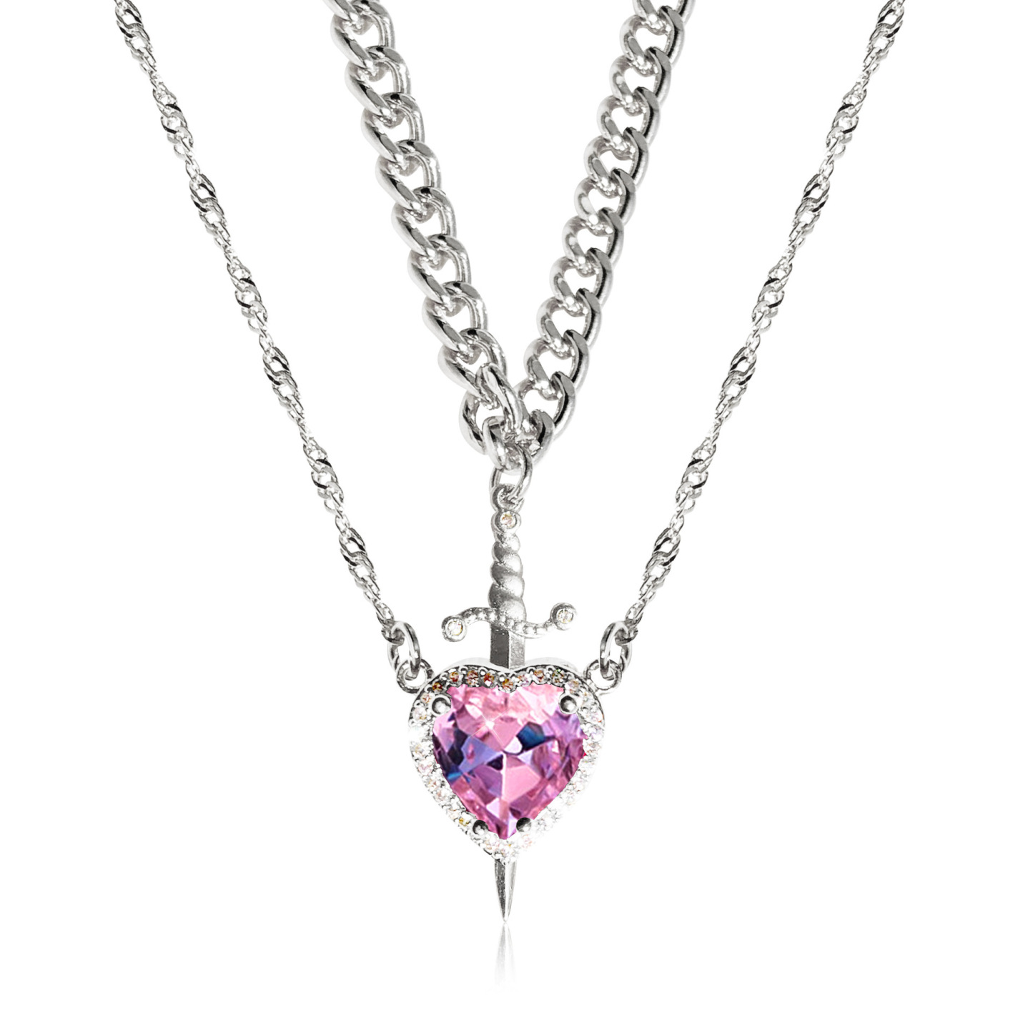 Heart and Sword Couples Necklace