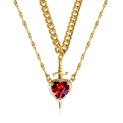 Heart and Sword Couples Necklace
