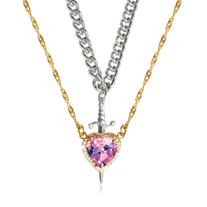 Heart and Sword Couples Necklace