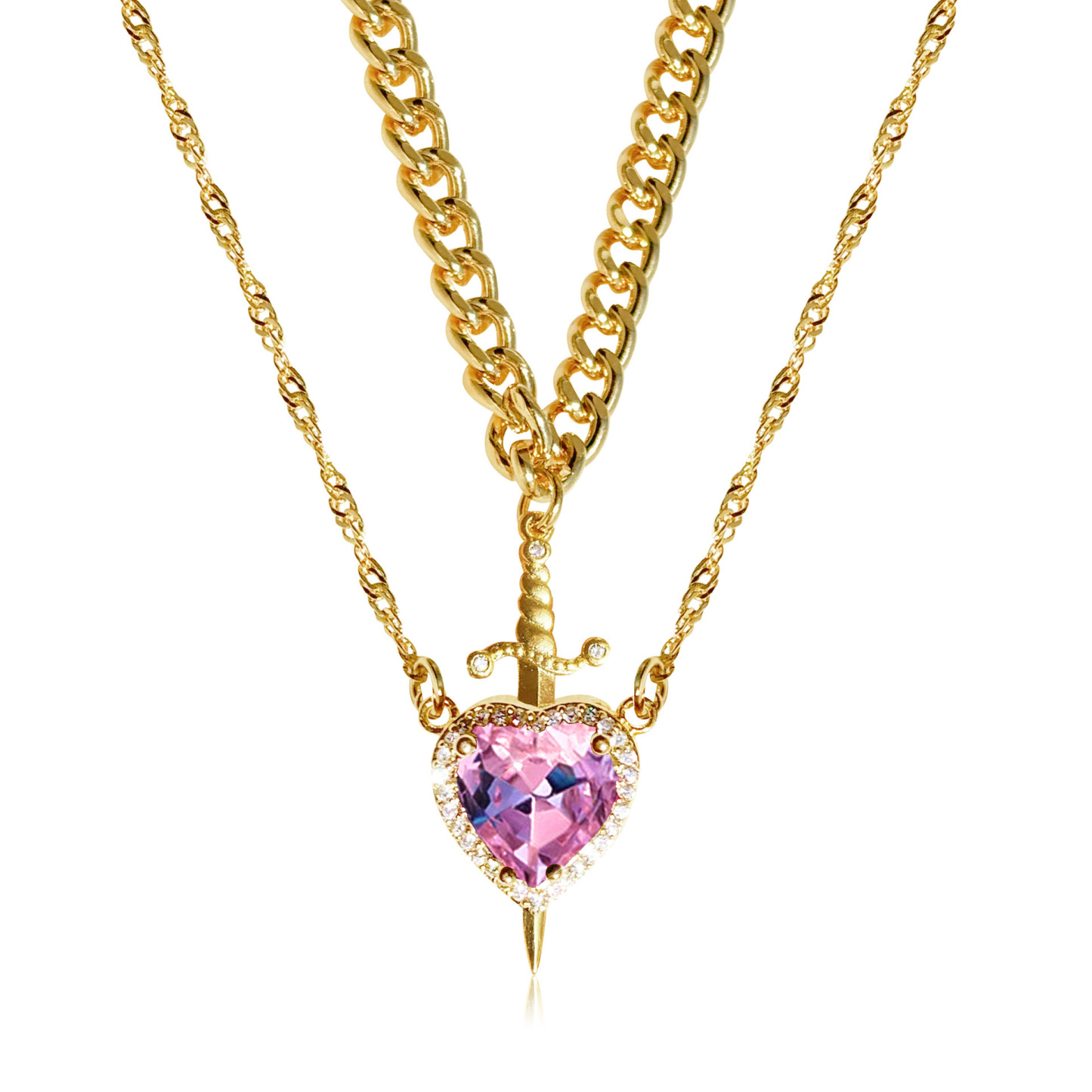 Heart and Sword Couples Necklace