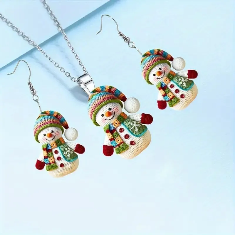 ⛄Early Chirstmas Sale SAVE 49% OFF - Christmas Colorful Scarf Snowman Necklace Earrings