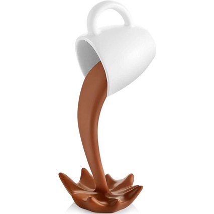 Spilled Coffee Mug Sculpture - Unique Pouring Coffee Cup Décor for Kitchen or Office ☕🎨"