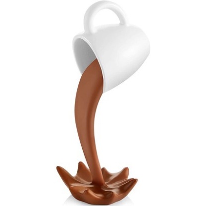 Spilled Coffee Mug Sculpture - Unique Pouring Coffee Cup Décor for Kitchen or Office ☕🎨"