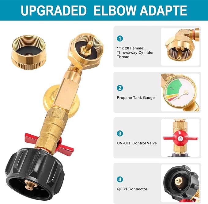 LAST DAY PROMOTION SAVE 49% Top-Rated Propane Refill Elbow Adapter with Tank Gauge