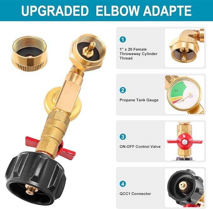 LAST DAY PROMOTION SAVE 49% Top-Rated Propane Refill Elbow Adapter with Tank Gauge