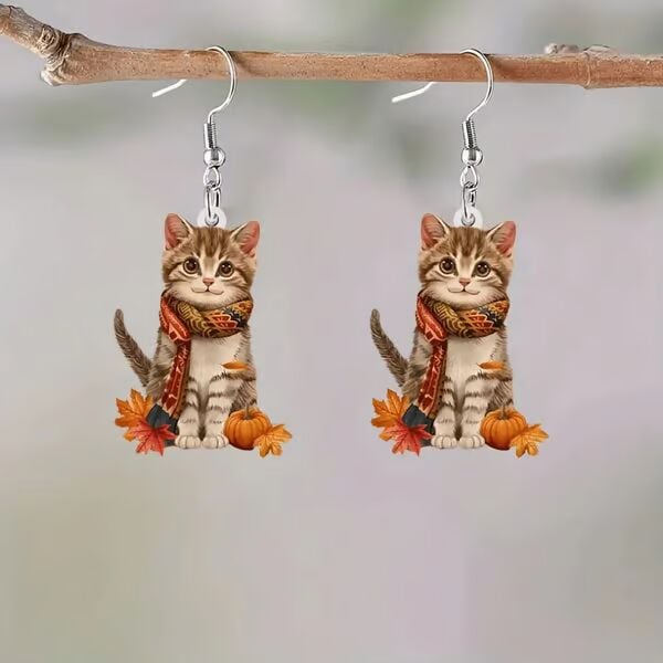 🐱Cozy Hoodie Cat Acrylic Earrings✨