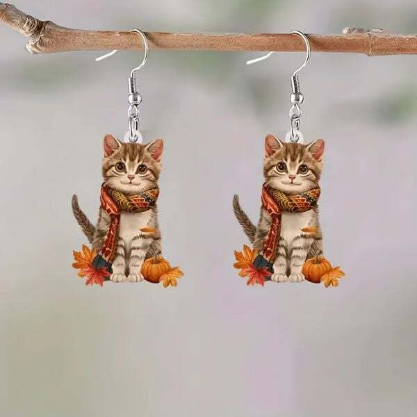 🐱Cozy Hoodie Cat Acrylic Earrings✨