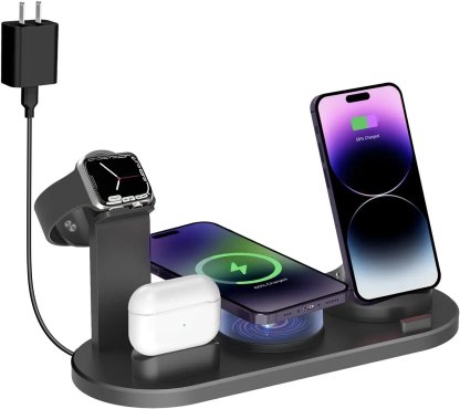 🔥7 in 1 Charging Station with Clock, Wireless Charger