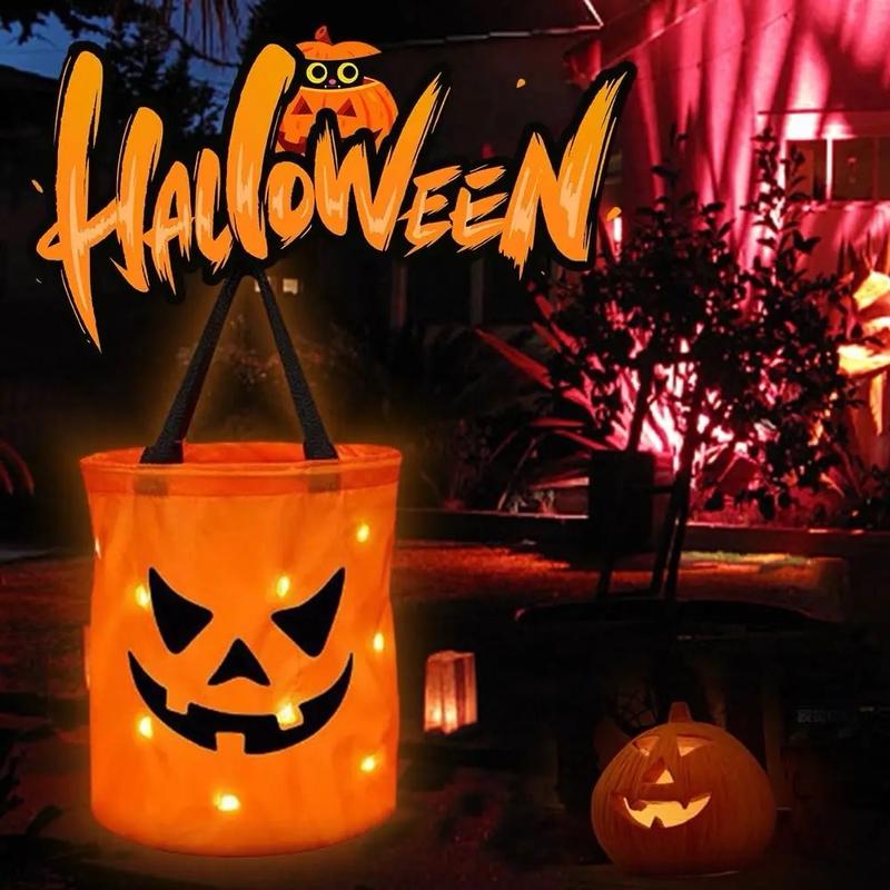 💥LAST DAY SALE 49% OFF💥 Halloween Candy Bucket with LED Lights Trick or Treat Bags for Kids and Adults Halloween Basket