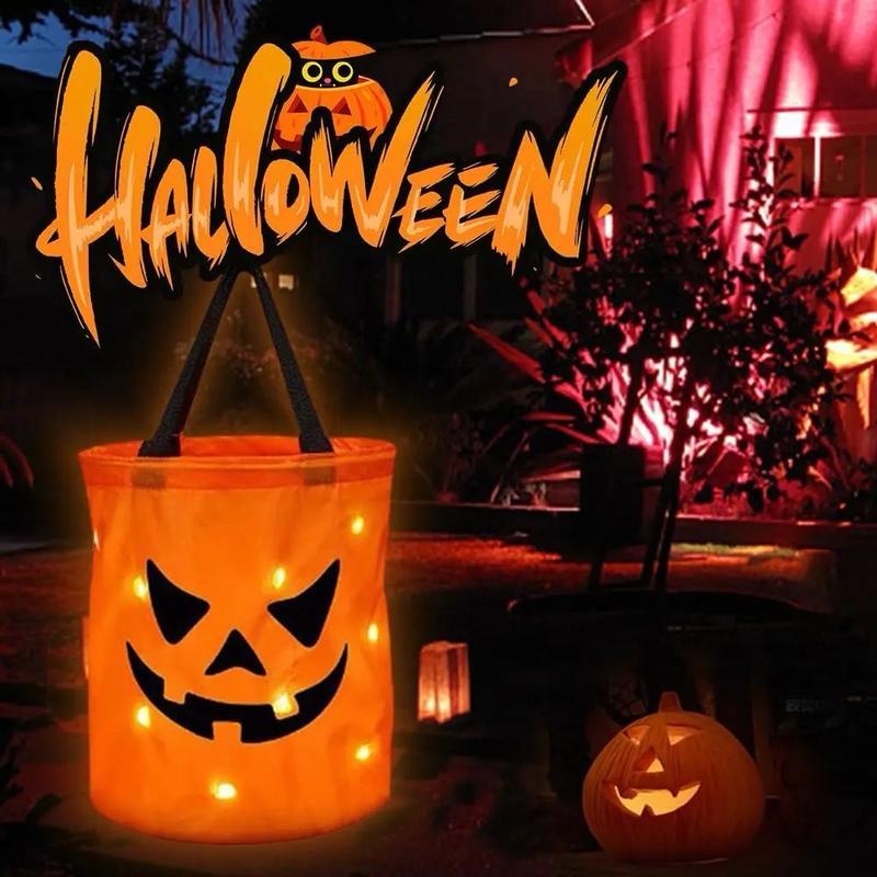 💥LAST DAY SALE 49% OFF💥 Halloween Candy Bucket with LED Lights Trick or Treat Bags for Kids and Adults Halloween Basket