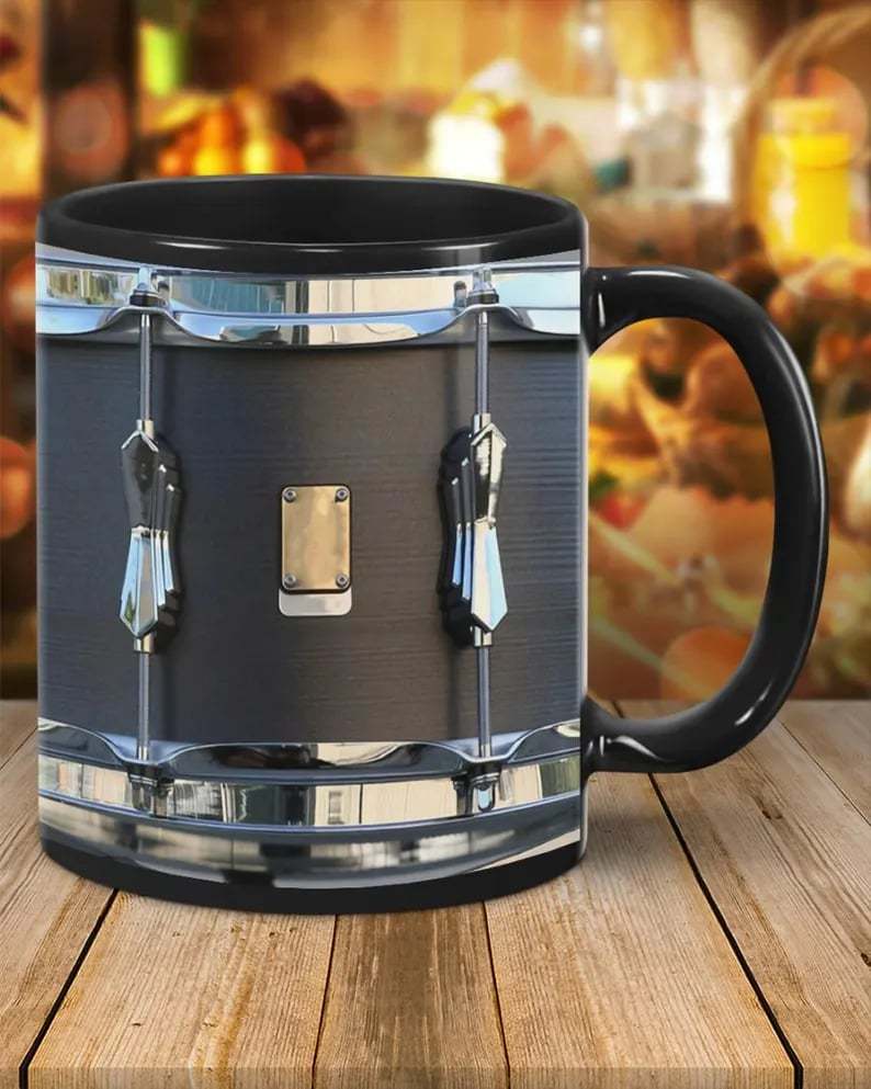 đChristmas Sales 49% OFFđ Black Vintage Drum Mug Funny Drumming Gifts, Gift for Drummer, Drumming Coffee Cup