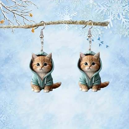 🐱Cozy Hoodie Cat Acrylic Earrings✨