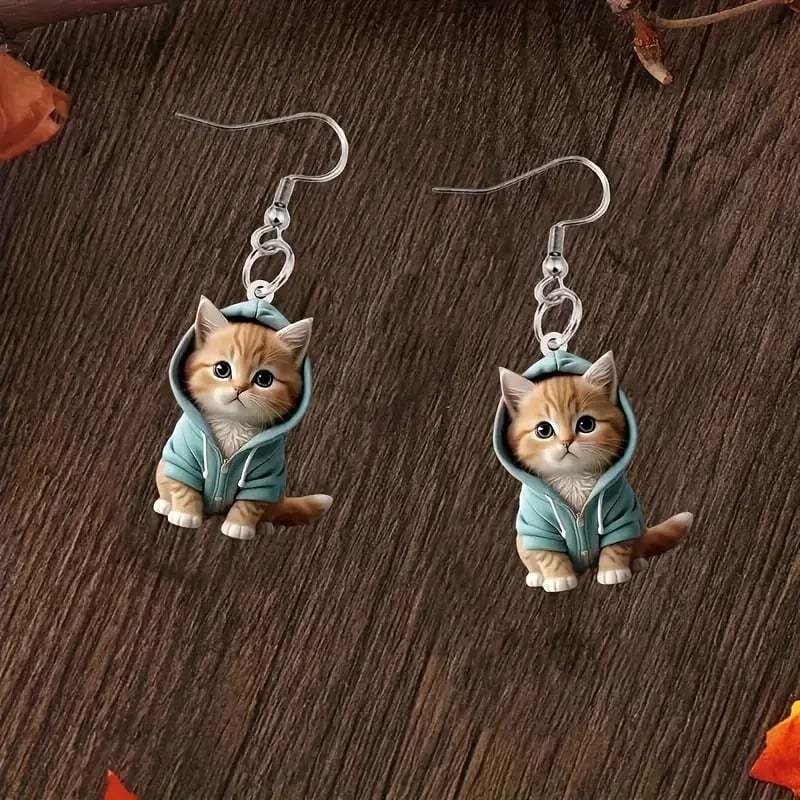 🐱Cozy Hoodie Cat Acrylic Earrings✨