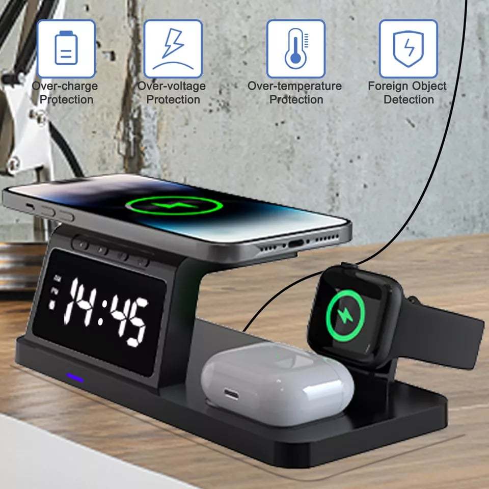 🔥7 in 1 Charging Station with Clock, Wireless Charger
