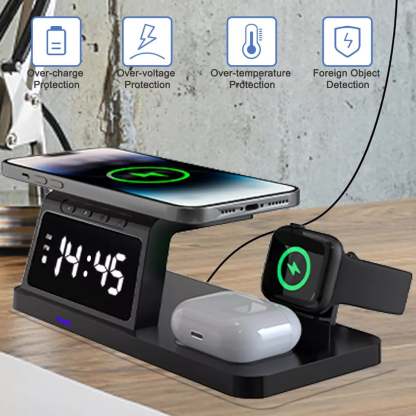 🔥7 in 1 Charging Station with Clock, Wireless Charger