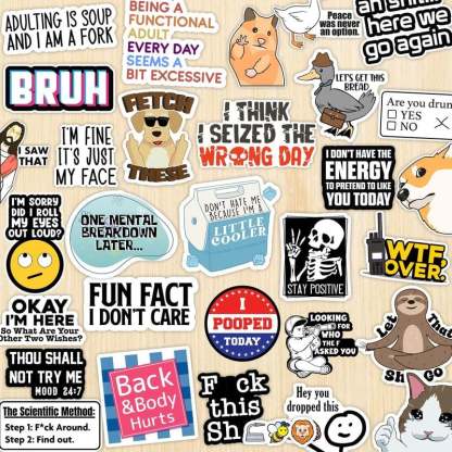 🔥Hot Sale 49% OFF Today-Set of 130 Pcs Funny Saying Stickers