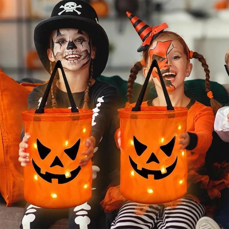 💥LAST DAY SALE 49% OFF💥 Halloween Candy Bucket with LED Lights Trick or Treat Bags for Kids and Adults Halloween Basket