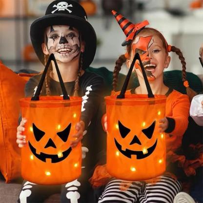 💥LAST DAY SALE 49% OFF💥 Halloween Candy Bucket with LED Lights Trick or Treat Bags for Kids and Adults Halloween Basket