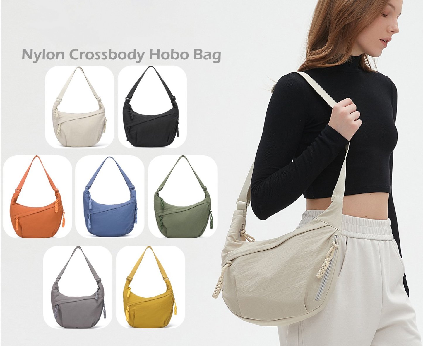 🎉Last Day Promotion 49% OFF - ✨ Stylish Plain Color Nylon Crossbody Bag 