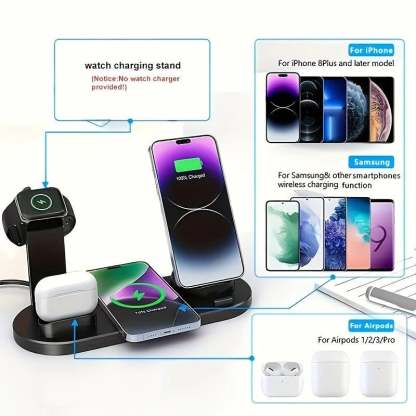 🔥7 in 1 Charging Station with Clock, Wireless Charger