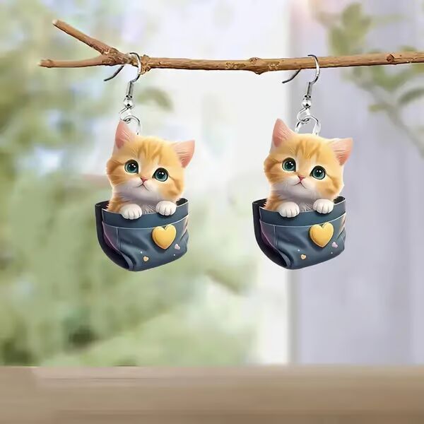 🐱Cozy Hoodie Cat Acrylic Earrings✨