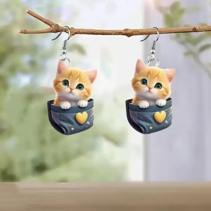 🐱Cozy Hoodie Cat Acrylic Earrings✨