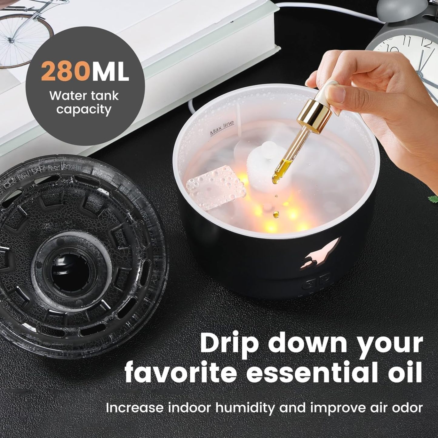 Volcano Aromatherapy Diffuser Humidifier, Small Turret Shaped Essential Oil Diffuser