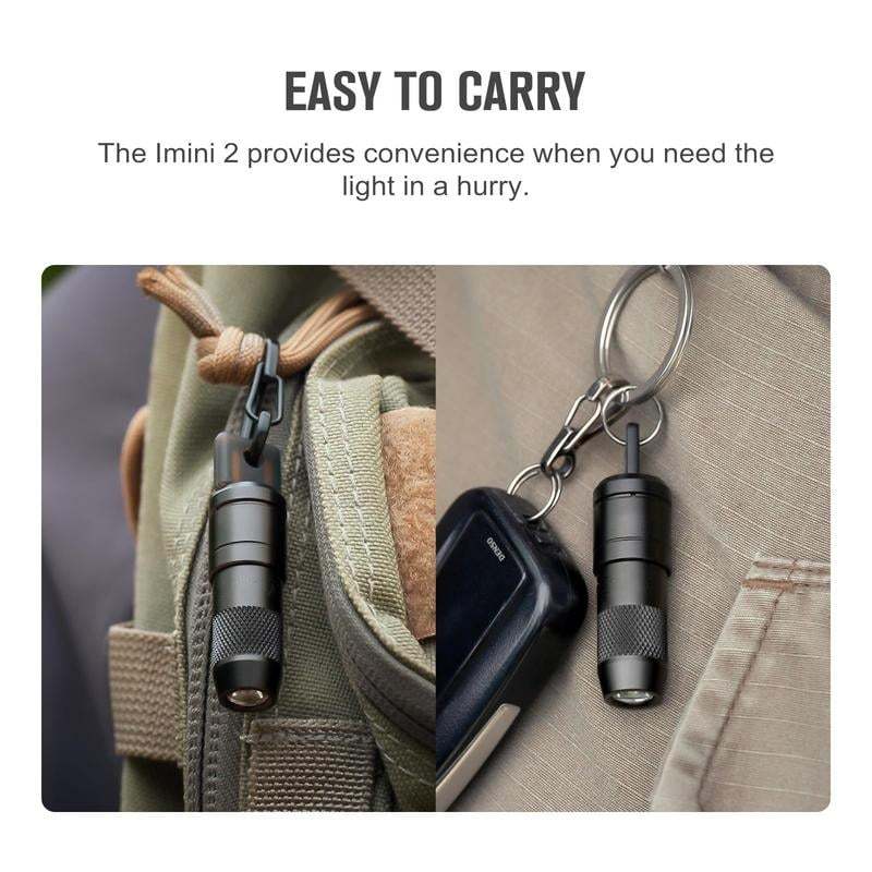 IMINI 2 EDC Rechargeable Keychain Flashlight, 50 Lumens Compact and Portable Mini Light, Tiny LED Keyring Lights with Built-in Battery Ideal for Everyday Carry
