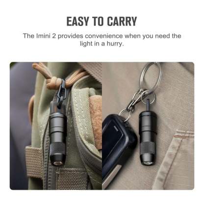 IMINI 2 EDC Rechargeable Keychain Flashlight, 50 Lumens Compact and Portable Mini Light, Tiny LED Keyring Lights with Built-in Battery Ideal for Everyday Carry