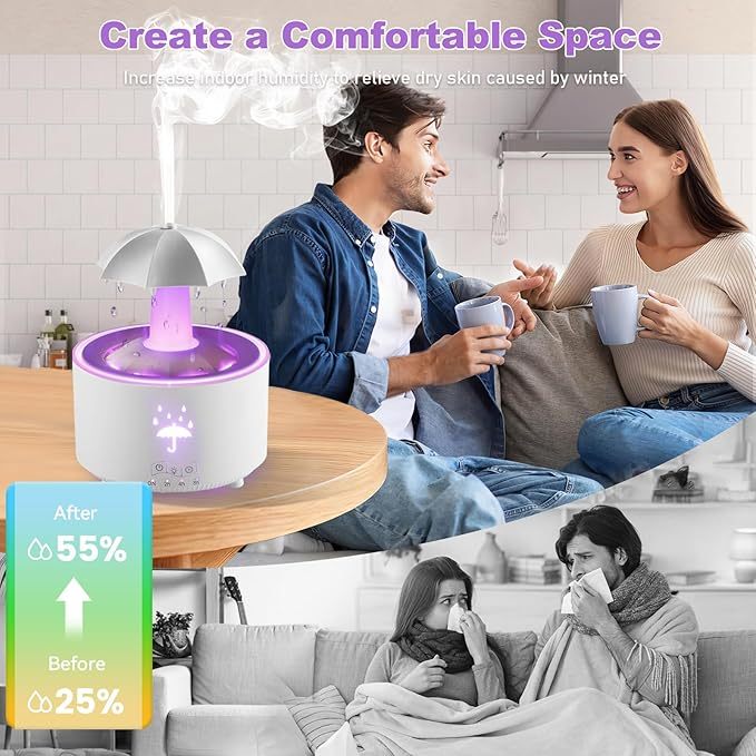 Hot Sale 49% OFF⏰ Rain Umbrella Humidifier & Aroma Diffuser with Soothing Rain Sounds