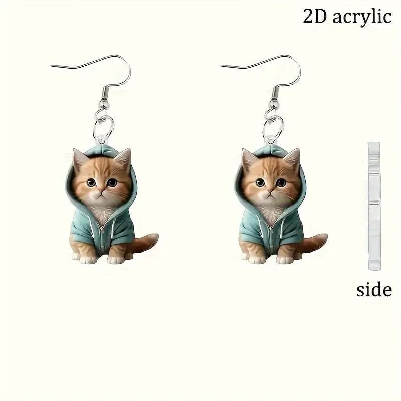 🐱Cozy Hoodie Cat Acrylic Earrings✨