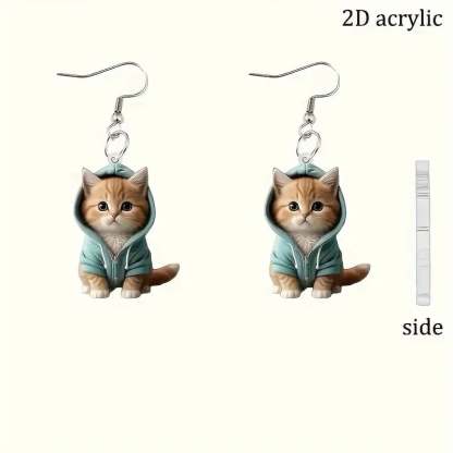 🐱Cozy Hoodie Cat Acrylic Earrings✨