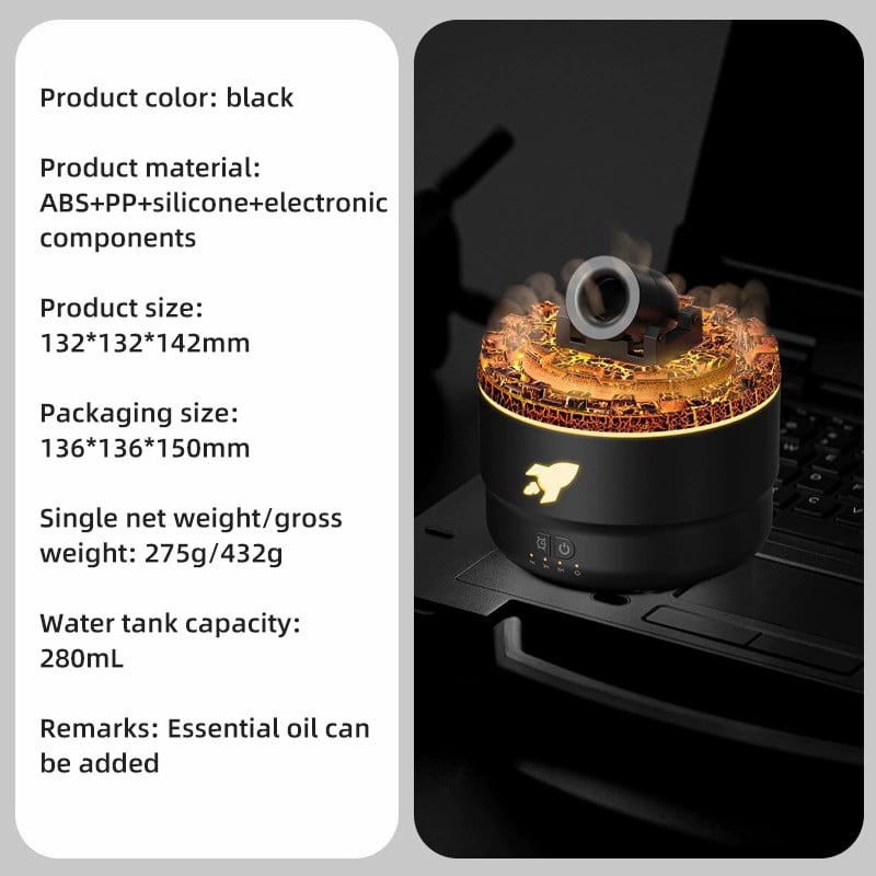 Volcano Aromatherapy Diffuser Humidifier, Small Turret Shaped Essentia