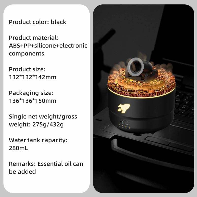 Volcano Aromatherapy Diffuser Humidifier, Small Turret Shaped Essentia