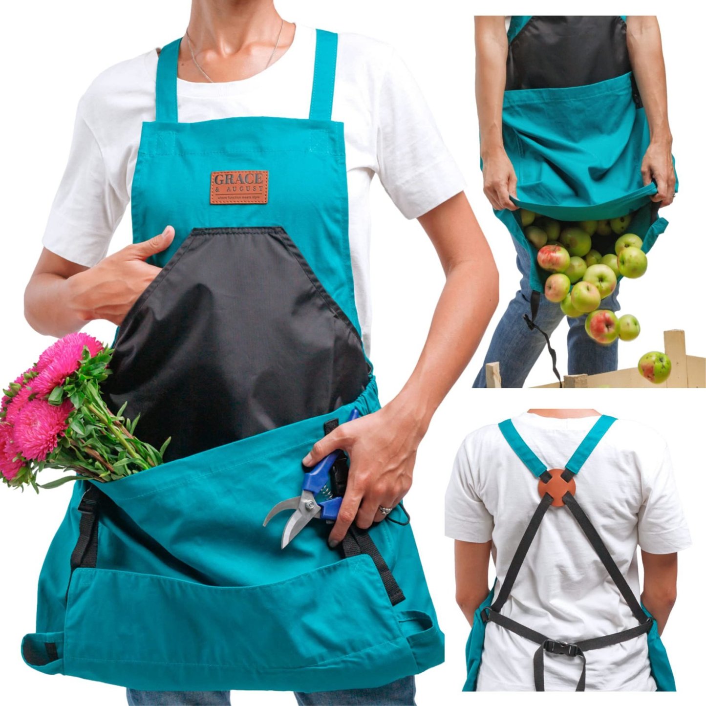 🔥2025 Hot Sale-Cross Back Gardening Apron With Deep Kangaroo Release Pockets